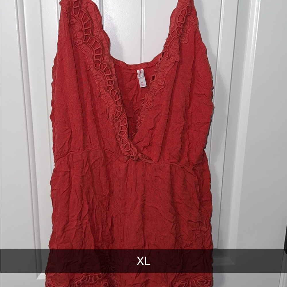 Red Sleeveless Lace Dress XL